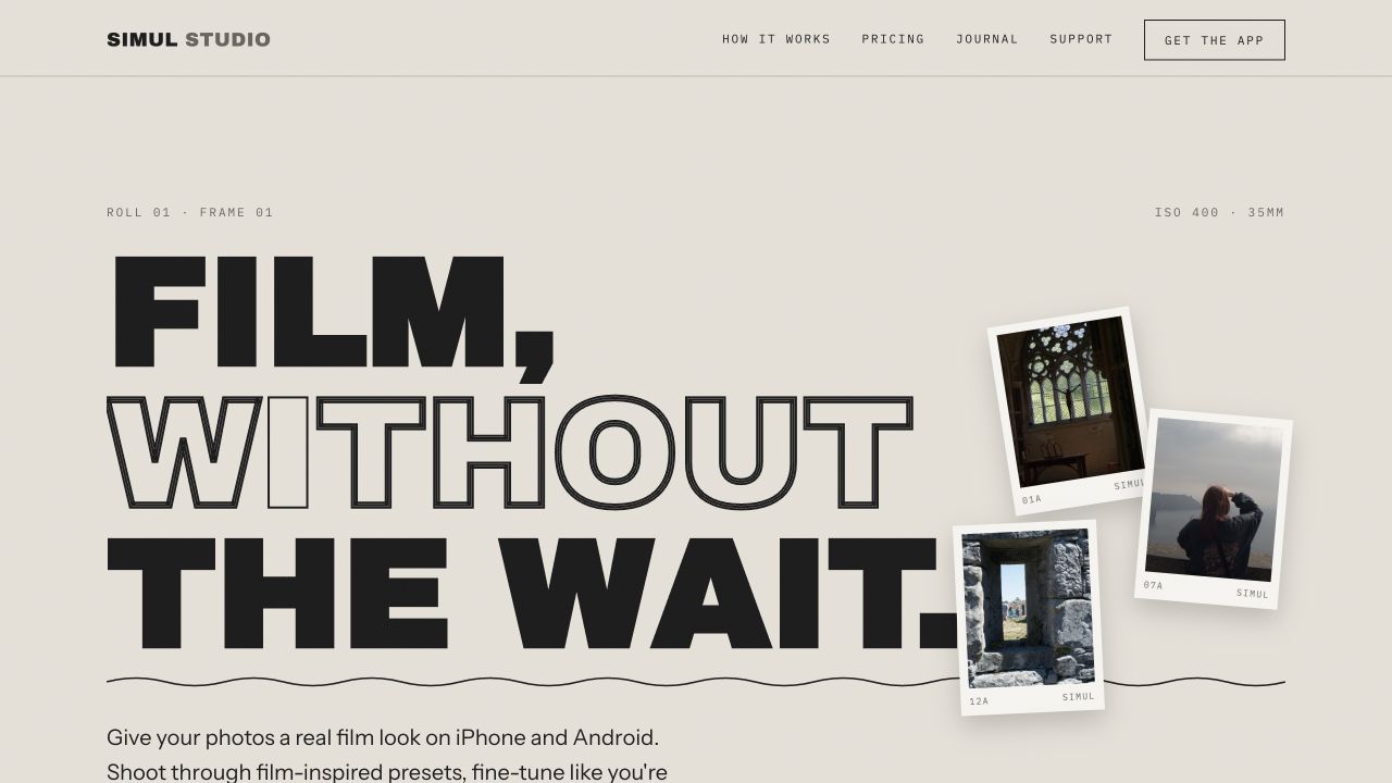 Simul website: Film, without the wait